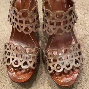Tory Burch metallic wedge sandal